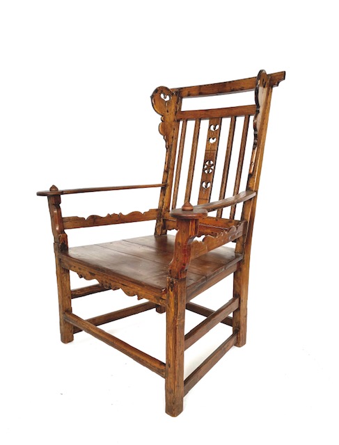 A 19th century Loveheart chair possibly east European or Welsh constructed from Ash and Birch